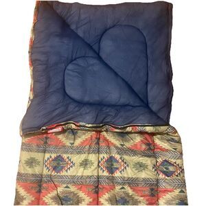 Vtg Coleman Camping Rectagular Sleeping Bag Indian Southwest Print Aztec Adult